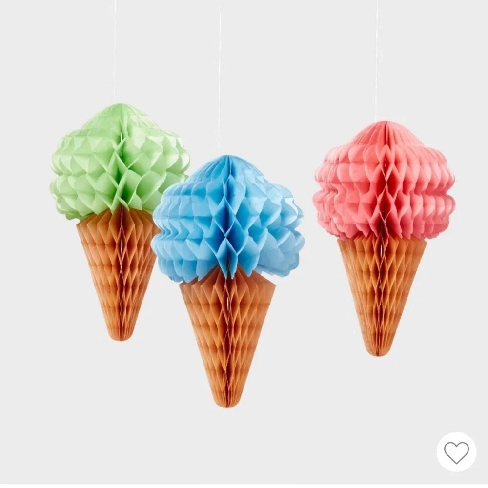 Spritz Reusable Honeycomb Ice Cream 3 Cones Decor Party NEW